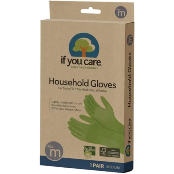 Cotton Flock Lined Household Gloves Reusable Medium 1 Pair