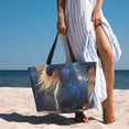 thumbnail image 6 of Kdxio Starry Light White Horse for Beach Bag for Women Large Beach Tote Bag Waterproof Sandproof Swim Bag with Zipper Pockets Beach Vacation Travel, 6 of 7