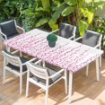 thumbnail image 2 of Pink Table Cloths for 5 Foot Rectangle Tables, Polka Dots Watercolor Abstract Art Patio Waterproof Elastic Fitted Tablecloths, Washable Rectangular Table Cover for Camping, 2 of 8