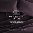 thumbnail image 4 of Noble Linens 4 Piece Purple Striped Embossed Bed Sheet Set, CalKing, 4 of 10
