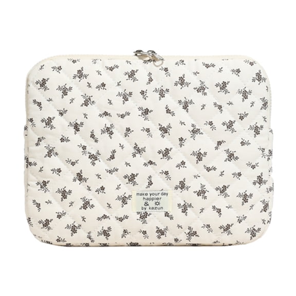 Yucurem Puffy Quilted Floral Laptop Case, Maple Leaf Padded Laptop Sleeve, Coquette Aesthetic Shockproof Cover for iPad, Computer, Tablet, Notebook, 11.42" x 0.98" x 8.46" (Black)