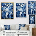 thumbnail image 4 of Designart "Botanical Tiles in Blue and White III" Floral Canvas Wall Art - Modern White Abstract Botanicals Hallway Wall Art Decor, 4 of 6