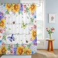 thumbnail image 4 of Shower Curtain Sunflower Daisy Butterfly Bee Shower Curtains for Bathroom Decor, Waterproof Polyester Shower Curtain Set with Hooks, Small Stall Size 36" x 72" Spring Floral Wood Grain, 4 of 9