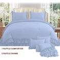 thumbnail image 2 of 5 Piece Luxury 5 Inch Two Layer Ruffle Comforter 550 GSM All Season (King/Cal King Size) Premium Super Soft - 800 TC, 100% Egyptian Cotton- Solid Light Blue Colour, 2 of 7
