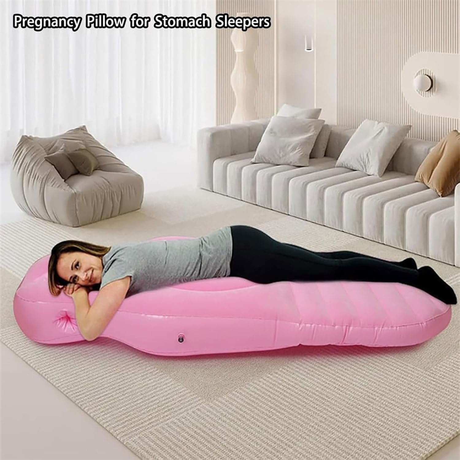 Tummynest Pregnancy Mattress, Tottlebee Pregnancy Pillow, Full Body Pregnancy Mattress with Hole, Adjustable Portable Inflatable Pregnancy Pillow, Comfort for Stomach & Side Sleepers (Pink)