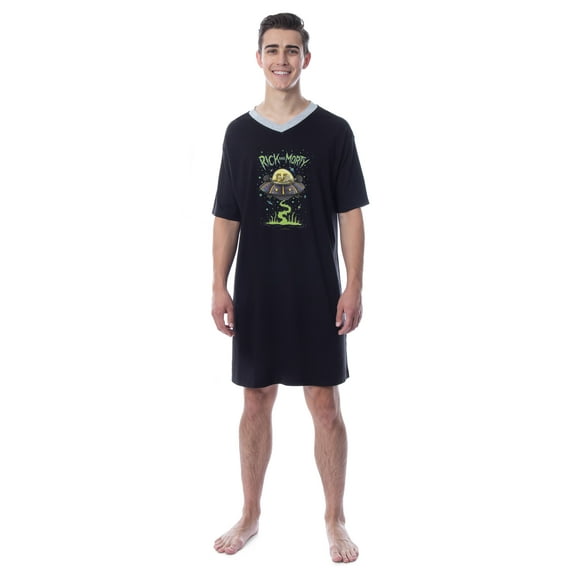 Rick and Morty Mens' TV Show Series Drunk Spaceship Sleep Pajama Shirt
