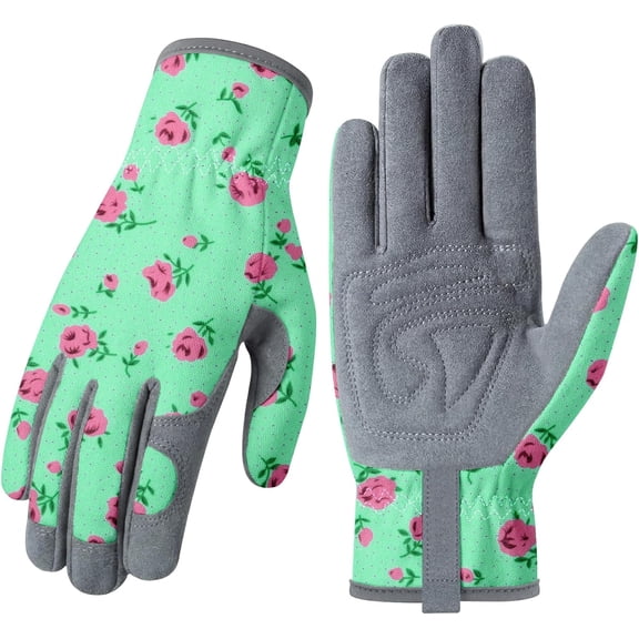 Gardening Gloves for Women, Breathable Leather Garden Gloves with Grip, Thorn Proof Work Gloves