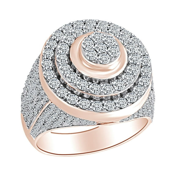 AFFY 0.25 Carat Round Shape Brown & White Natural Diamond Men's Anniversary Ring 10K Solid Gold