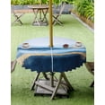 thumbnail image 4 of Fsddascl Navy Blue Outdoor Tablecloth - 60 Inch Round Dining Table Cover, Yellow Oil Painting Contemporary Waterproof Outdoor Table Cloth with Umbrella Hole & Zipper for Picnic/Patio/Party, 4 of 7