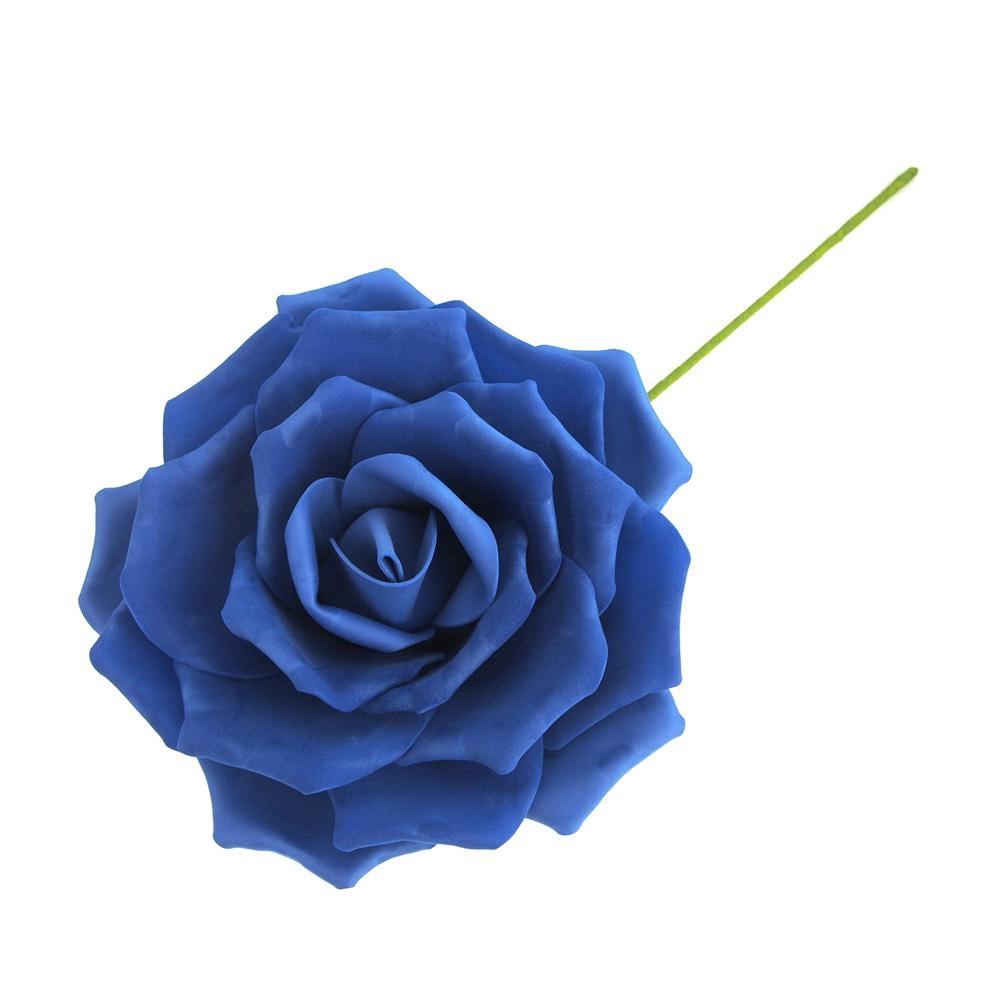 Rose Foam Flower with Stem, Royal Blue, 9-Inch - Walmart.com - Walmart.com