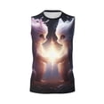 thumbnail image 6 of Lsque Fox Couple Print Men's Cotton Blend Sleeveless Muscle Shirts (S-3XL)- Moisture Wicking, Odor Protection, UPF 30+,Large, 6 of 8