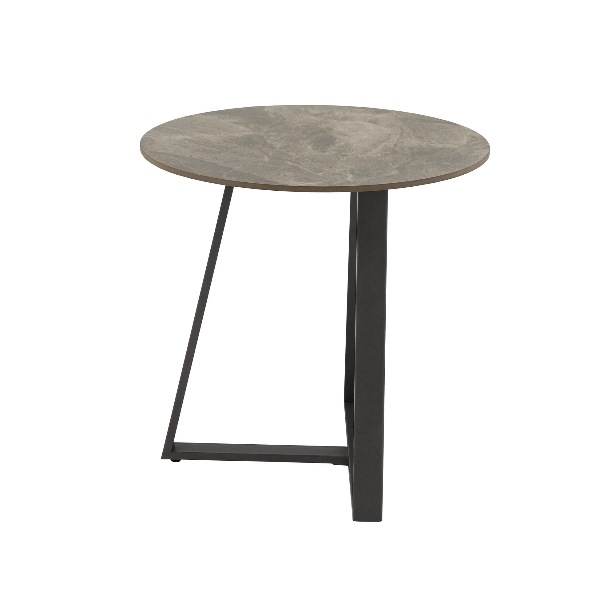 Weston Home Dinant Stone with Grey Metal Base End Table, Grey