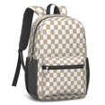 thumbnail image 2 of Brown and White Checkered Pattern 17" School Backpacks for Teens,Waterproof Oxford Fabric,S-Shape Padded Straps for School,Travel,Hiking,Camping, 2 of 6