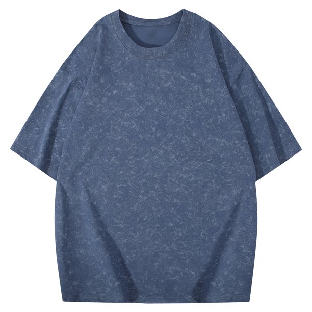Blusas y camisas de manga corta con cuello redondo para hombre, blusas/camisetas casuales de verano a la moda de color liso con cuello redondo para hombre.