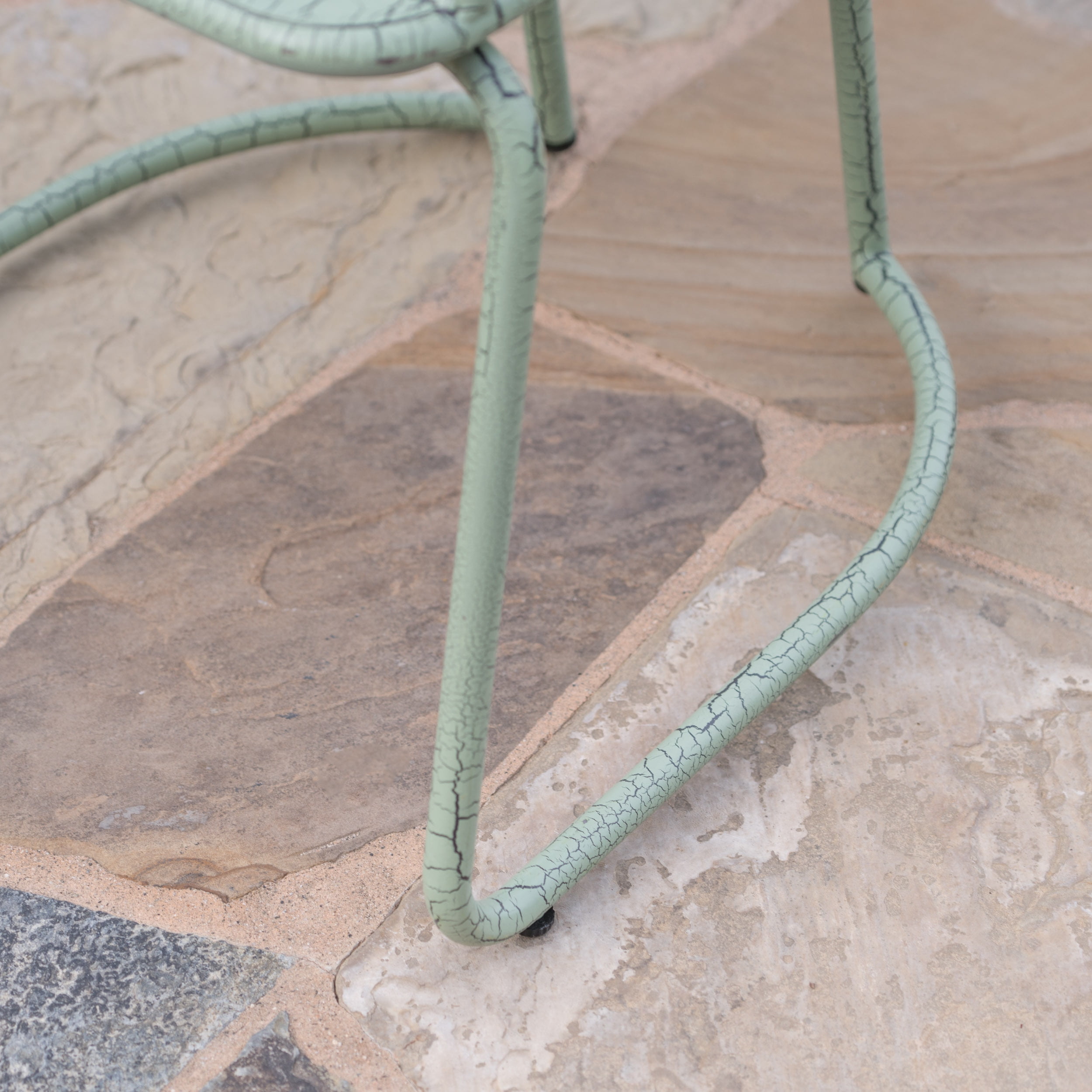 Monica Outdoor 3 Piece Iron Bistro Set, Crackle Green