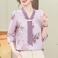 thumbnail image 4 of Women's 3/4 Sleeve Tops Chiffon Blouse V-neck Shirt, 4 of 4