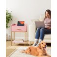 thumbnail image 2 of Nightstand with Charging Station,Bedside Table with Drawer and 2 Shelf Storage, Small Side Table, Modern Pink Night Stand, Tall End Table for Bedroom, Living Room (Pink), 2 of 18