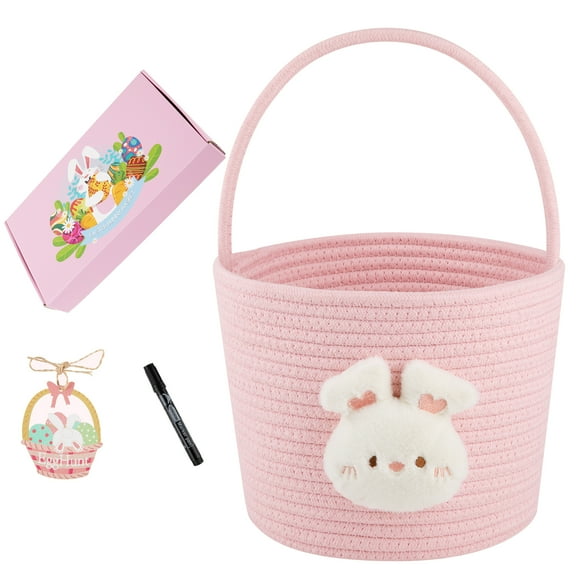 LITERRA Easter Bunny Baskets for Boys and Girls,Easter Basket with Rabbit Ears for Egg Hunting,8L