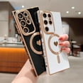 thumbnail image 3 of Magnetic Phone Case Designed for Samsung Galaxy S23 Ultra 5g[Compatible with MagSafe] Luxury Plating Heart Pattern Soft Silicone Protective Shockproof Cover for Galaxy S23 Ultra 6.8" (White), 3 of 10