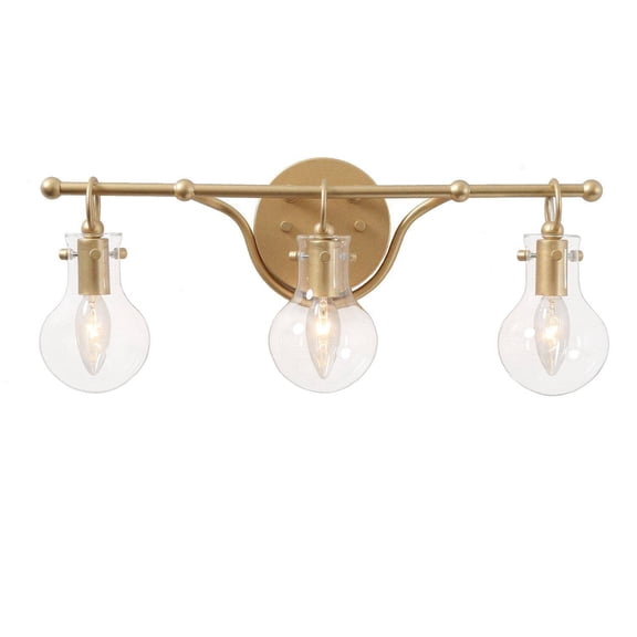 LNC Modern Gold Vanity Light, 3-Light Clear Glass Wall Fixture for Bathroom & Powder Room