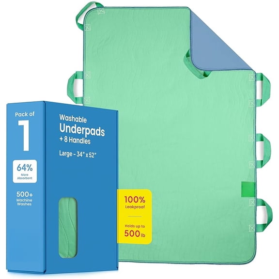 Positioning Bed Pad, with 8 Reinforced Handles, Quick-Drying, Washable, Waterproof, for Lifting, Turning, Transfering, Elderly and Incontinence Patients