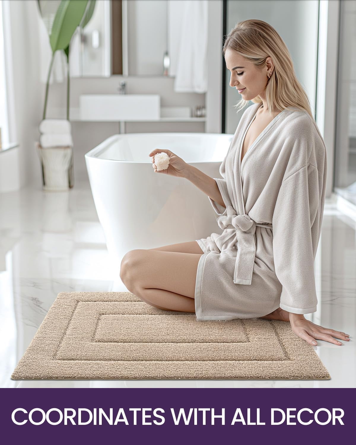 Bathroom Rug Mat, Extra Soft Absorbent Premium Bath Rug, Non-Slip Comfortable Bath Mat, Carpet for Tub, Shower, Bath Room, Machine Washable