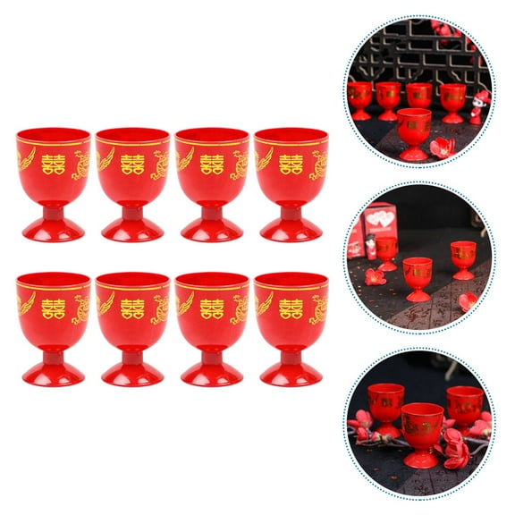 OATIPHO 8Pcs Red Small Wine Goblet Creative Design Reusable for Festive Dinner