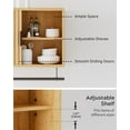 thumbnail image 4 of Fluted Bathroom Wall Cabinet Set of 2, Wooden Floating Medicine Storage Cabinet with Sliding Doors, Adjustable Shelf and Towels Bar for Bathroom Laundry Kitchen, Natural Oak, 4 of 15
