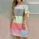 thumbnail image 2 of Gibobby Vestido Casual para Mujer Mujeres Fashion Casual Vestido Verano de la de hombro Sexy vestidos elegantes Desnudado encaje de mangas Mini vesti(Rosa caliente,G), 2 of 5