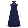 thumbnail image 5 of Eandarui Kids Halter Long Chiffon Flower Girl Dress for Teen Girls Pageant Party Gowns A Line Junior Navy Blue 16, 5 of 6