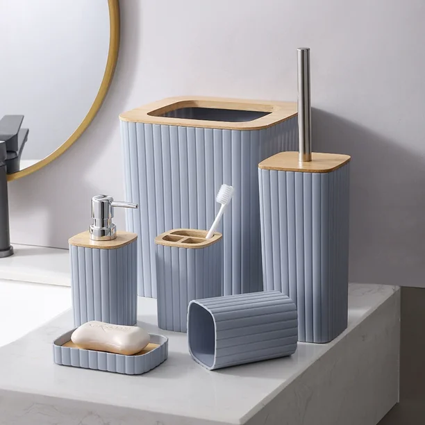 Xiao Hua Juego de accesorios de baño - Juego de baño, juego de accesorios de baño de 6 piezas - Gris A