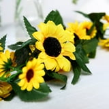 Efavormart 5 Bushes | 70 Yellow Artificial Silk Blossomed Sunflowers ...