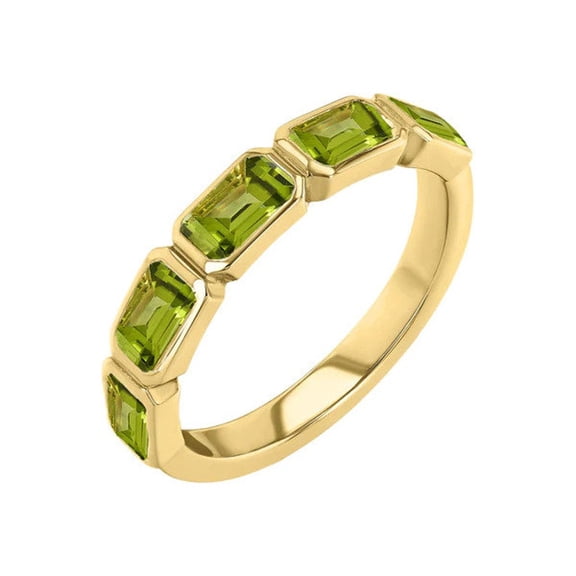Antique emerald bezel set Half eternity band gold, emerald cut eternity ring gold, Art deco emerald ring gold, Emerald wedding band