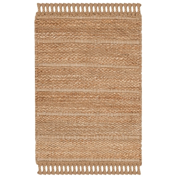 SAFAVIEH Natural Fiber Carrie Braided Area Rug, Natural/Light Grey, 2' x 3'