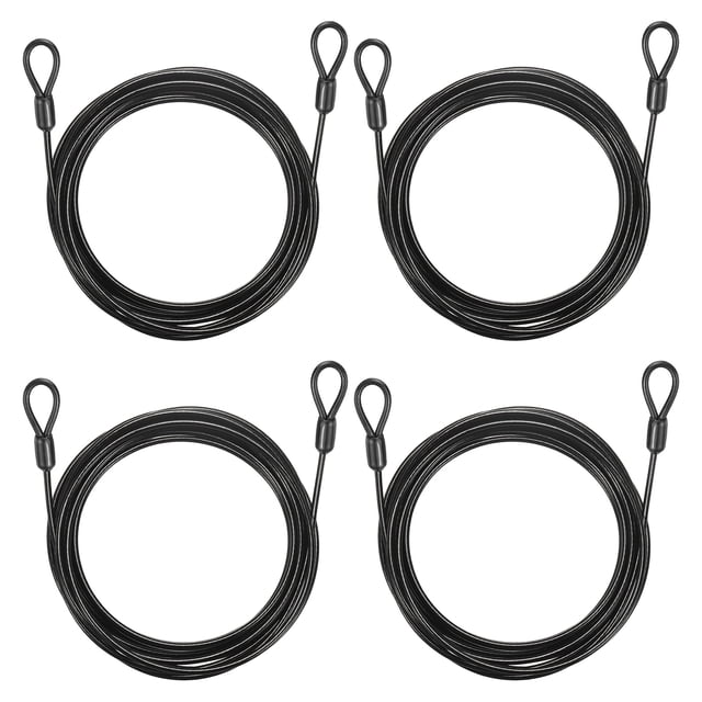 Candado de cable de seguridad Uxcell (1/8" Dia 12.5ft 110lb, Negro) (4 Pcs)