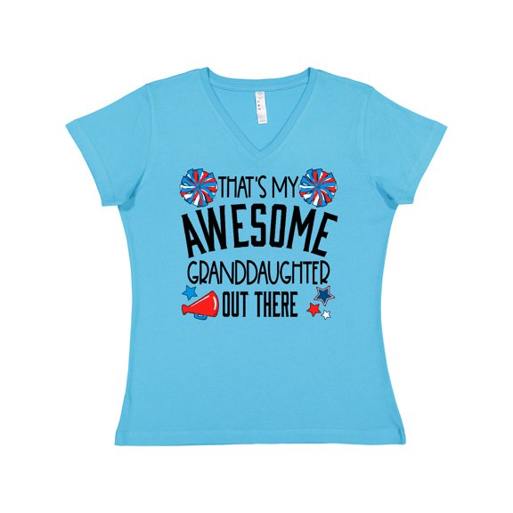 Inktastic That's My Awesome Granddaughter out There Cheerleader Women's V-Neck T-Shirt