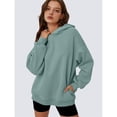 thumbnail image 4 of Womens Oversized Hoodies Comfy Sweatshirts Fall Fashion Outfits Casual Tops Fleece Clothes Light Green XL, 4 of 7