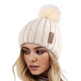 thumbnail image 1 of Gorro de punto de invierno FURTALK para mujer con pompón de piel sintética, 1 of 6