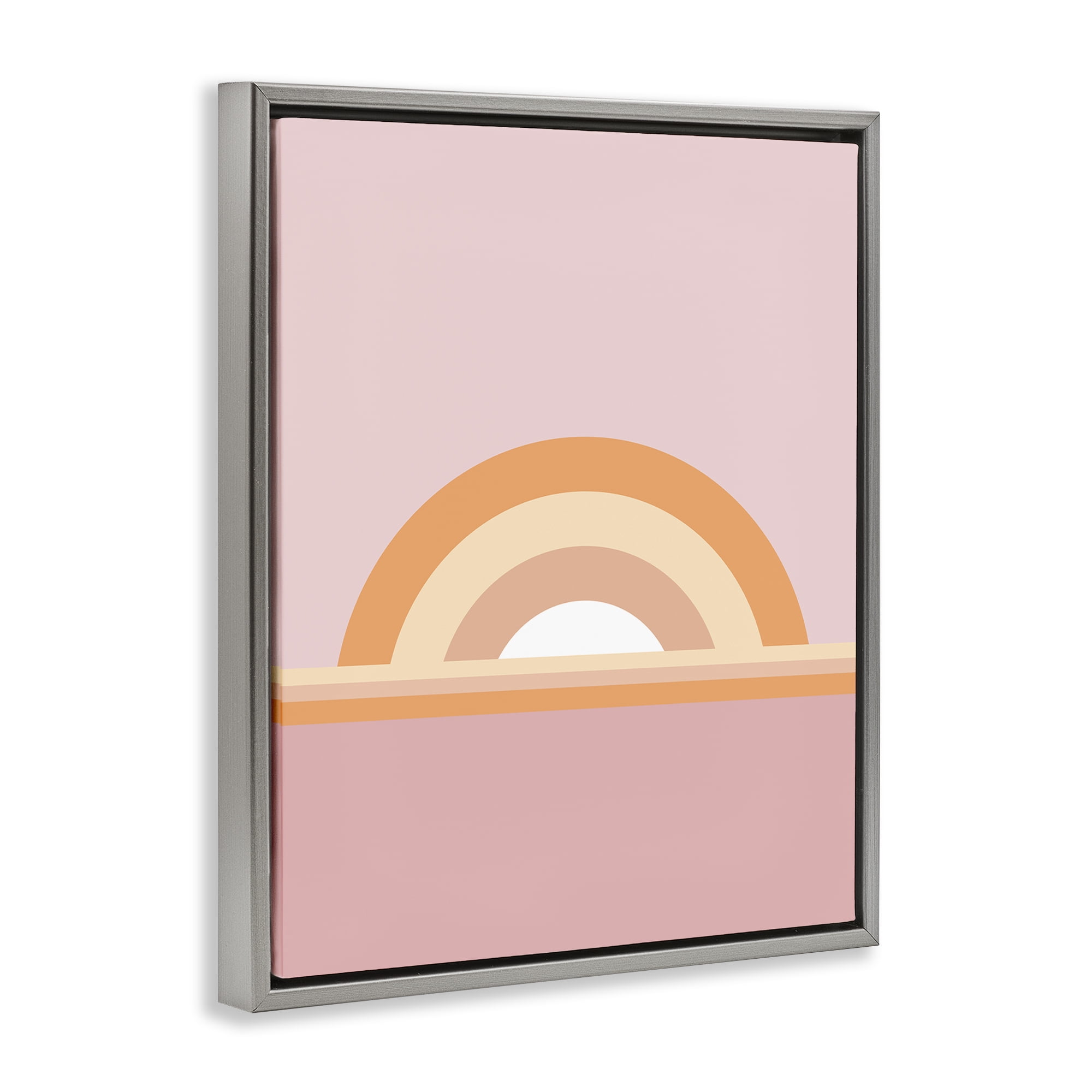 Stupell Industries Mauve & Orange Rainbow Abstract Painting Gray Floater Framed Canvas Art Print Wall Art, 25 x 31