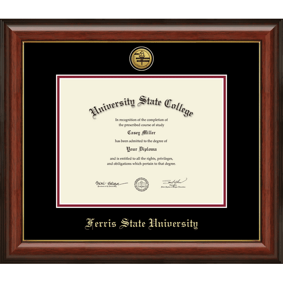 Ferris State University Diploma Frame, Document Size 11" x 8.5"