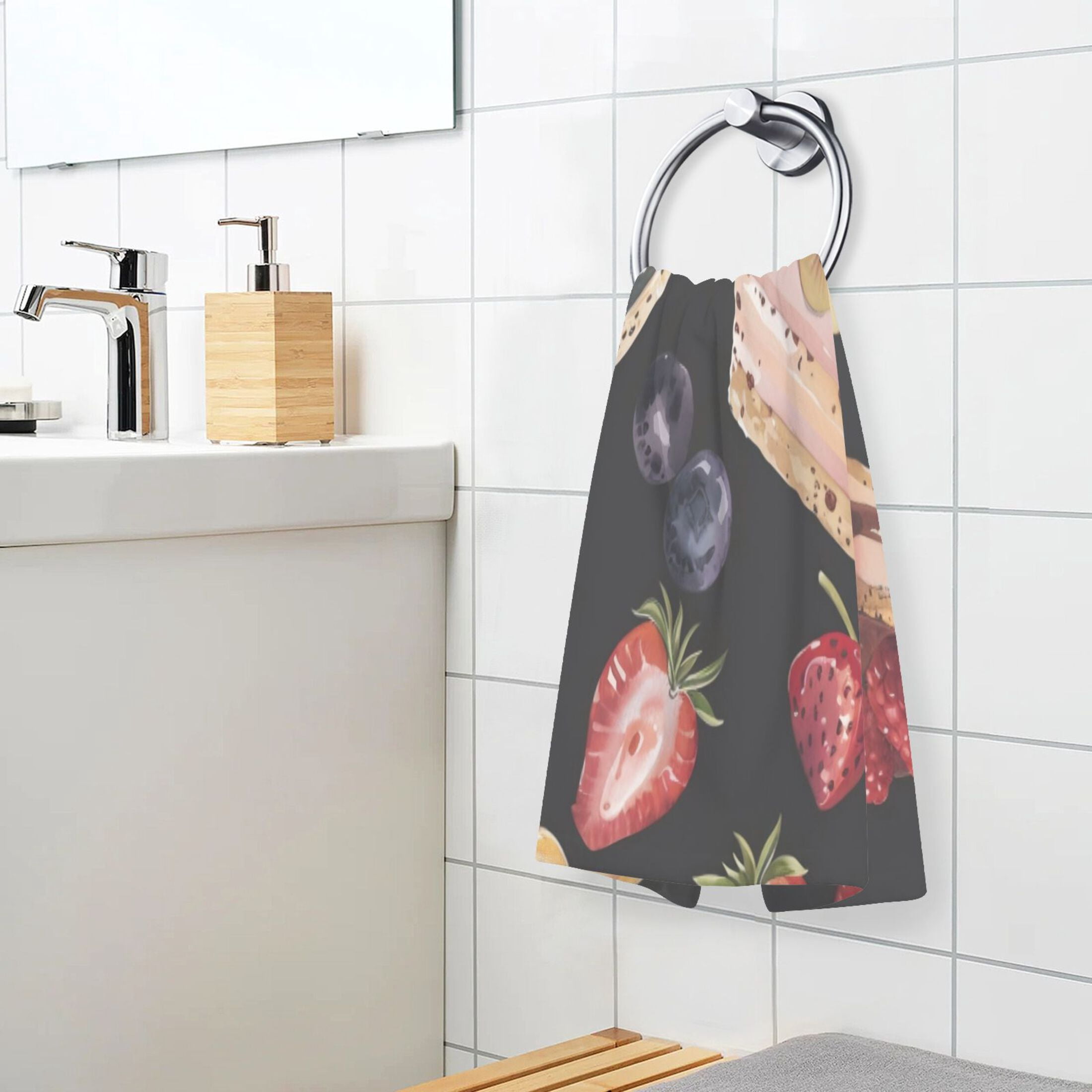 Cotton Towel Two-Piece 16x28 Inch One Sizex2 Face Towel Set Towel Set Cotton Hand Bath Towel Bathroom Beach Black Cake