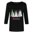 thumbnail image 4 of Feancey Christmas T Shirts for Women Birthday Gifts 3/4 Sleeve Trendy Wine Glass Print Tunic Tops Dressy Casual Crewneck Loose Blouse Black L, 4 of 6