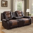thumbnail image 7 of Istro 76 Inch Dual Manual Recliner Loveseat- Console- Brown Faux Leather, 7 of 7