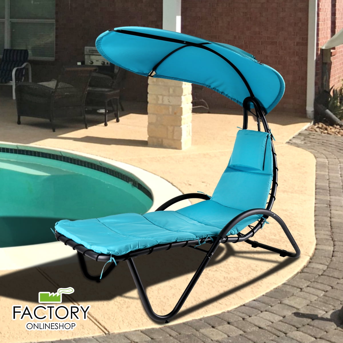 Hanging Chaise Lounger Chair Patio Porch Arc Swing Hammock Chair Canopy