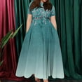 thumbnail image 2 of Women's Plus Size Casual Fashion Floral Print Round Neck Short Sleeve Pocket Tie-Waist Swing Dress - Turquoise XXXL, 2 of 5