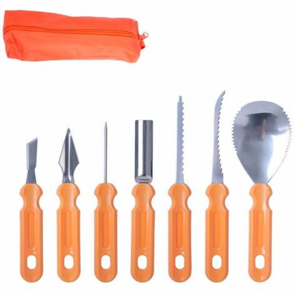 PinesC Halloween Pumpkin Carving Kit Stainless Steel Halloween Pumpkin Carving Tool Carving Templates for Halloween Decoration 7