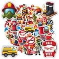 thumbnail image 3 of 35pcs-50pcs Cartoon Firefighter Stickers Emergency Stickers Funny Children Stickers for Luggage Laptop, 3 of 9