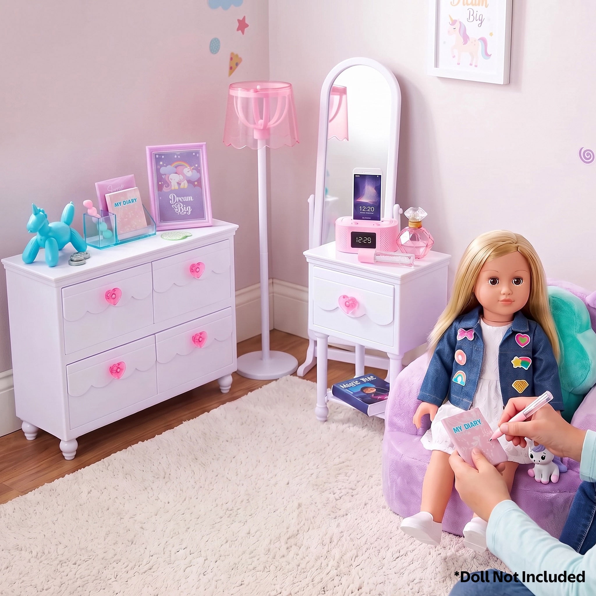 My Life As Bedroom Play Set for 18-inch Dolls, 28 Pieces