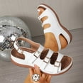thumbnail image 2 of Women's Wedge Sandals Open Toe Adjustable Buckle Strap Casual Summer Shoes with Thick Platform Sole Soft Cushioned Footbed Non Slip Comfortable Beach Sandals for Women Plus Size Available, 2 of 10