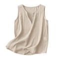 thumbnail image 5 of Women's Cotton Linen Sleeveless Crewneck Tank Top Loose Fit Casual Summer Blouse, 5 of 8
